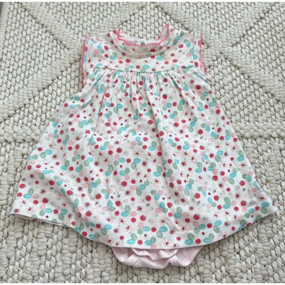 Baby Girl Petit Bateau Floral Cotton Dress w/Bloomer Size 12 Month